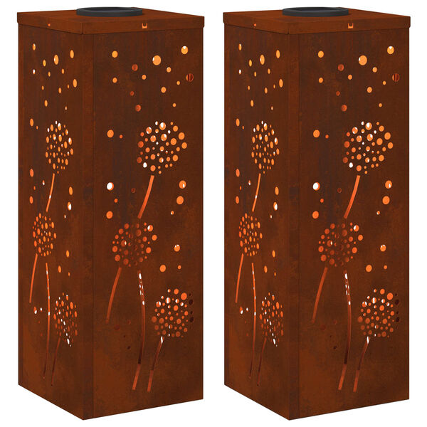vidaXL Słoneczna LED lampa na ścieżkę 2 pcs Stal Corten Stal Corten