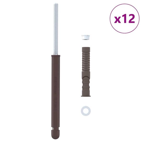 vidaXL Uchwyty do p&oacute;łek wiszących 12 pcs Beżowy &Oslash;12 x 190 mm Stal