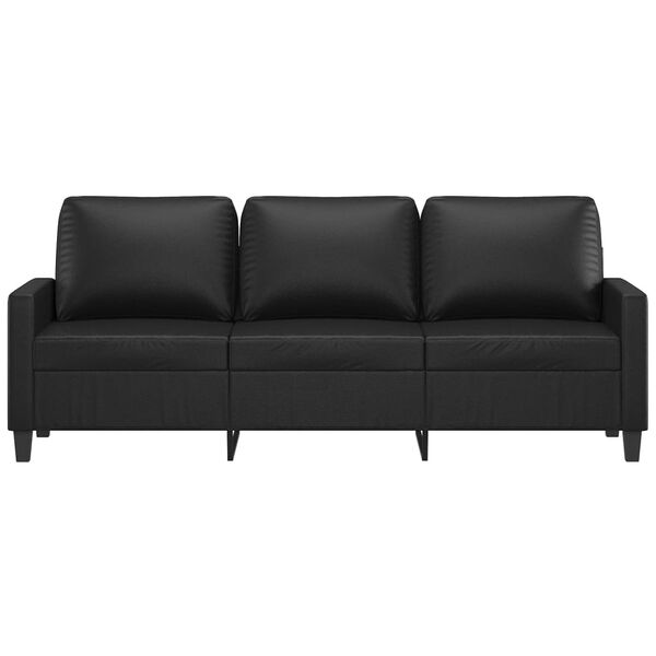 vidaXL 3-osobowa sofa, czarna, 180 cm, obita sztuczną sk&oacute;rą