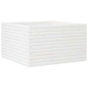 vidaXL Donica ogrodowa, biała, 80x80x45,5 cm, lite drewno sosnowe