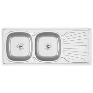 vidaXL Zlew kuchenny dwukomorowy, srebrny, 1200x500x155 mm, stal
