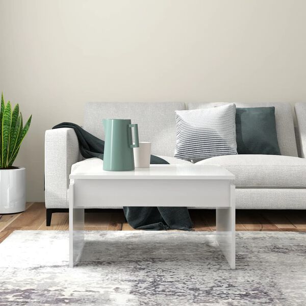 vidaXL Stolik kawowy, biały, wysoki połysk, 68x50x38 cm