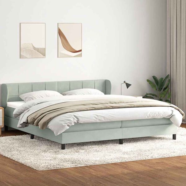 vidaXL Ł&oacute;żko typu Box Spring z materacami Jasnoszary 180x210 cm