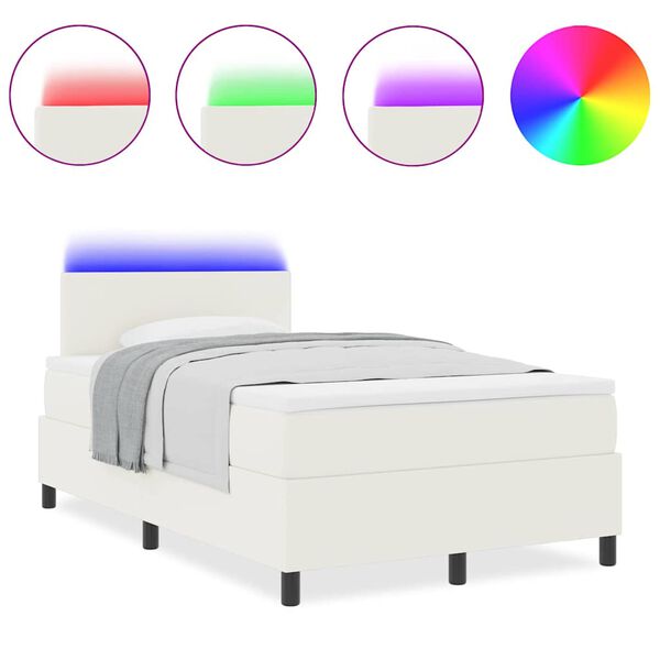 vidaXL Ł&oacute;żko sprężynowe Kremowy i Biały 203 x 120 x 88 cm