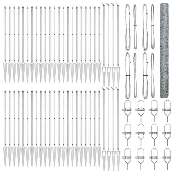 vidaXL Słupek ogrodzeniowy. Srebrny 100 x 1,6 m (siatka 50 mm) Stal