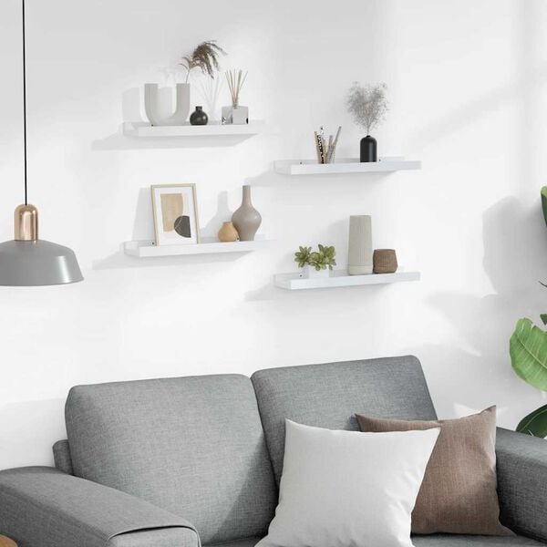 vidaXL P&oacute;łki ścienne, 4 szt., białe, 40x9x3 cm