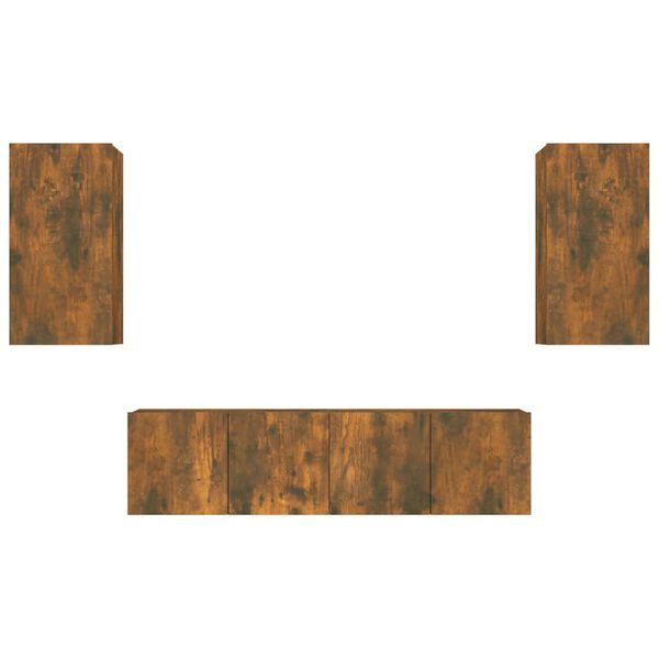 vidaXL Zestaw 4 szafek telewizyjnych, przydymiony dąb