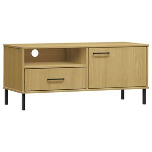 vidaXL Szafka pod TV OSLO, metalowe n&oacute;żki, brązowa, sosnowa