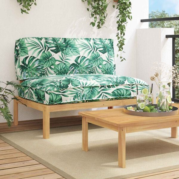 vidaXL Zestaw Sof Liść Wz&oacute;r liścia 120 x 92 x 69 cm Lite Drewno Akacji