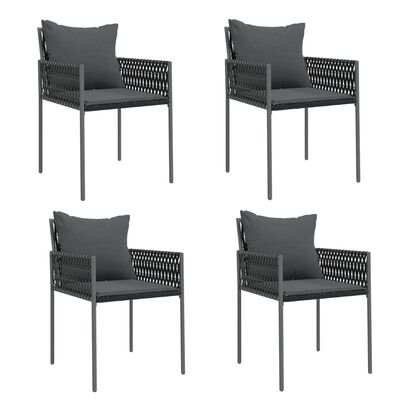 vidaXL Krzesła ogrodowe z poduszkami, 4 szt., czarne, 54x61x83 cm