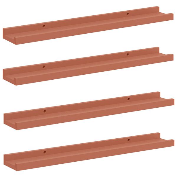 vidaXL P&oacute;łka ścienna z p&oacute;łką 4 pcs Czerwony 60 x 9 x 3 cm