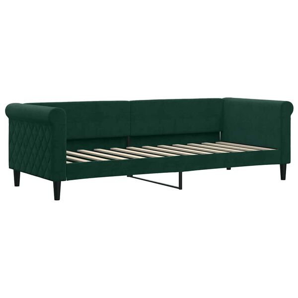 vidaXL Sofa rozsuwana z materacami, ciemnozielona, 80x200 cm, aksamit
