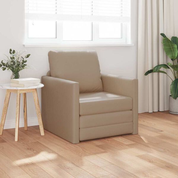 vidaXL Sofa podłogowa 2-w-1, cappuccino, 112x174x55 cm, sztuczna skóra