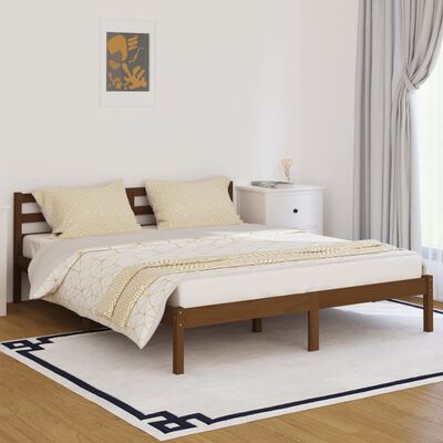 vidaXL Rama łóżka, lite drewno sosnowe, 160x200 cm, miodowy brąz