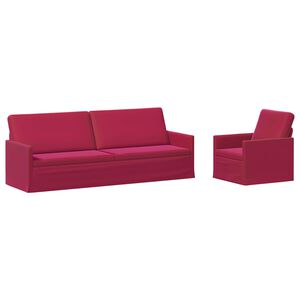vidaXL Zestaw Sof 2 pcs Czerwone wino Welur