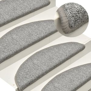 vidaXL Maty na schody 15 szt. 56x17x3 cm Jasnoszare p&oacute;łokrągłe