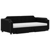 vidaXL Sofa rozsuwana z szufladami, czarna, 90x200 cm, tkanina