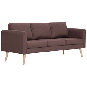 vidaXL 3-osobowa sofa tapicerowana tkaniną, brązowa