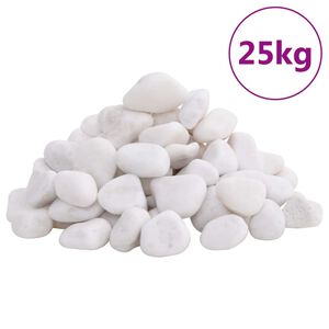 vidaXL Polerowane kamyki, 25 kg, białe, 2-5 cm