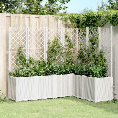 vidaXL Donica ogrodowa z kratką, biała, 160x120x140 cm, PP