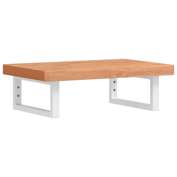 vidaXL P&oacute;łka ścienna pod umywalkę, stal i lite drewno bukowe