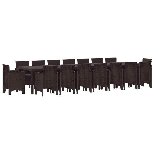 vidaXL Zestaw do jadalni ogrodowej z poduszkami 17 pcs Brązowy PP