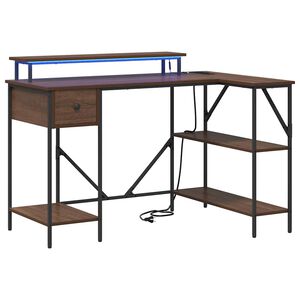 vidaXL Biurko Brązowy dąb 120 x 79 x 86,5 cm Materiał drewnopochodny