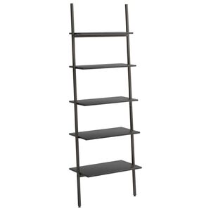 vidaXL Regał drabina z 5 p&oacute;łkami, czarny, 64x34x185,5 cm