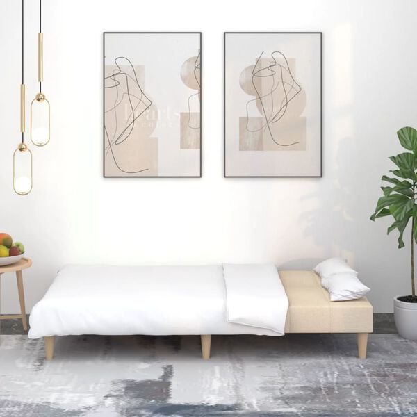 vidaXL 2-osobowa kanapa, kremowa, tapicerowana tkaniną