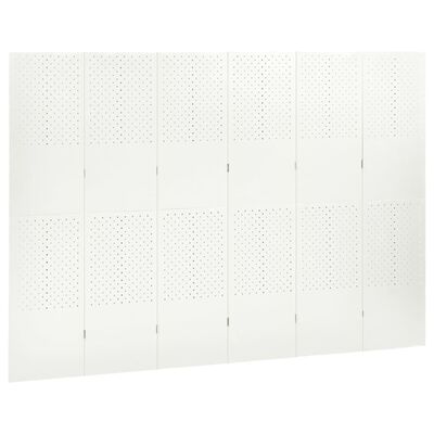 vidaXL Parawan 6-panelowy, biały, 240 x 180 cm, stalowy