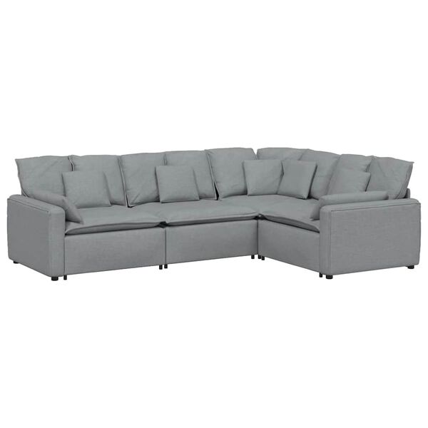 vidaXL Sofa modułowa z poduszkami Tkanina jasnoszara