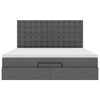 vidaXL Rama ł&oacute;żka otomana z materacem, szara, 160x200 cm, tkanina