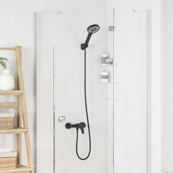 vidaXL Zestaw Gł&oacute;wicy Prysznicowej Czarny G 1 / 2 cala Mosiądz