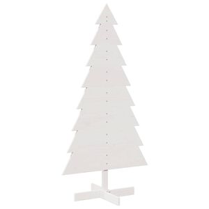 vidaXL Drewniana choinka do udekorowania, biała, 150 cm, sosnowa