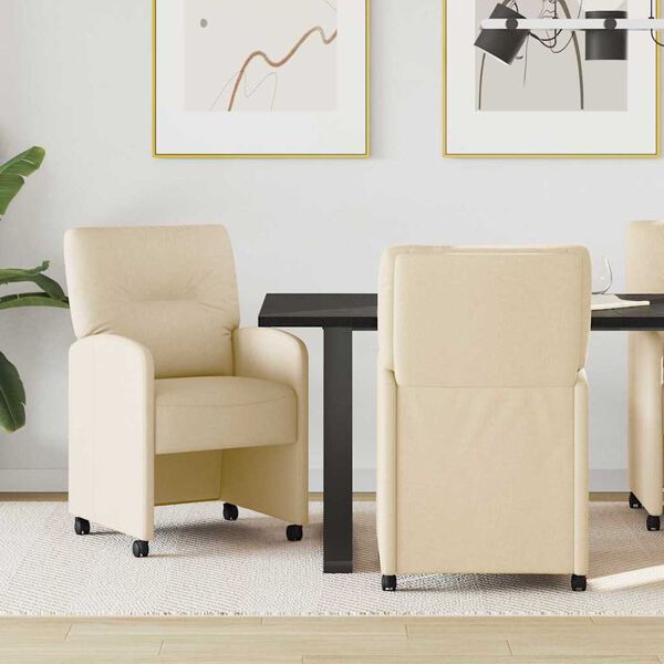 vidaXL Krzesełka jadalne na k&oacute;łkach 2 pcs Kremowy 57 x 67 x 95 cm