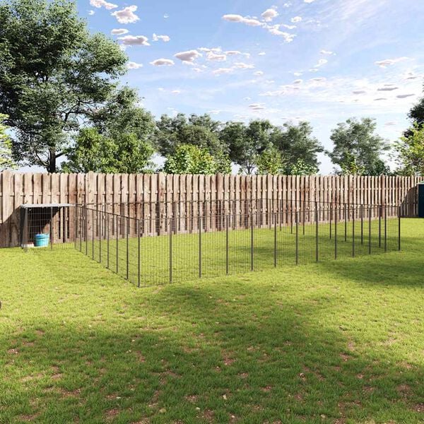 vidaXL Kojec dla psa, czarny, 37,51 m&sup2;, stalowy