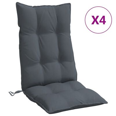 vidaXL Poduszki na krzesła z wysokim oparciem, 4 szt., antracytowe