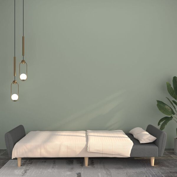 vidaXL Rozkładana kanapa 2-osobowa, jasnoszara, tapicerowana tkaniną