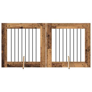 vidaXL Bramka dla ps&oacute;w z podp&oacute;rkami 2 pcs Stare drewno 80 x 80 cm