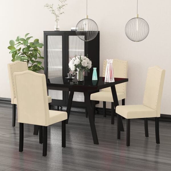 vidaXL Krzesła stołowe, 4 szt., kremowe, obite aksamitem