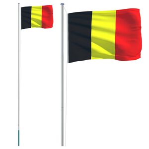 vidaXL Flaga Belgii z masztem, 6,08 m, aluminium