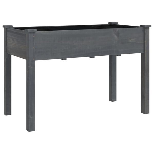 vidaXL Donica na k&oacute;łkach, z wyści&oacute;łką, szara, 118x59x80 cm, jodłowa