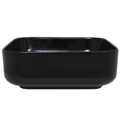vidaXL Ceramiczna umywalka kwadratowa, 38 x 38 x 13,5 cm, czarna