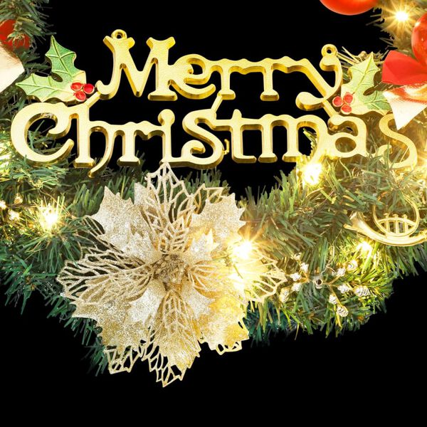 vidaXL Wieniec świąteczny z 15 lampkami LED, zielony, 30 cm