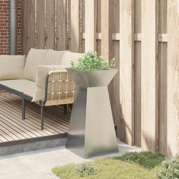 vidaXL Donica słupowa Srebrny 35 x 35 x 73 cm