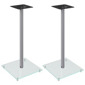 vidaXL Stojaki pod głośniki, 2 szt, srebrne, szkło hartowane, 1 słupek