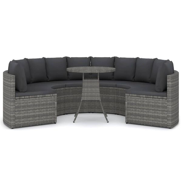vidaXL 7-częściowa sofa do ogrodu, z poduszkami, polirattan, szara