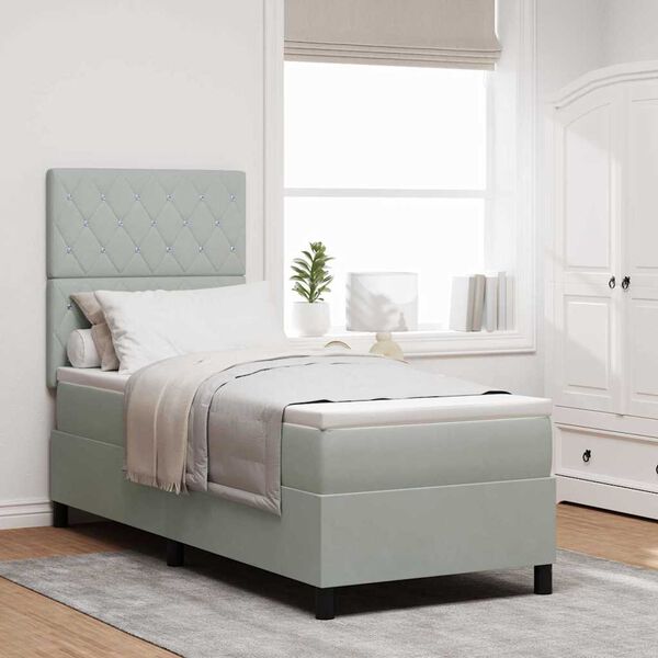 vidaXL Ł&oacute;żko sprężynowe z materacem Jasnoszary 80 x 200 cm tkanina