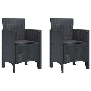 vidaXL Krzesło Ogrodowe 2 pcs Antracyt 53 x 49 x 85 cm PP