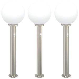 vidaXL Lampy słupkowe z czujnikiem 3 szt. 80 cm Stal nierdzewna IP44